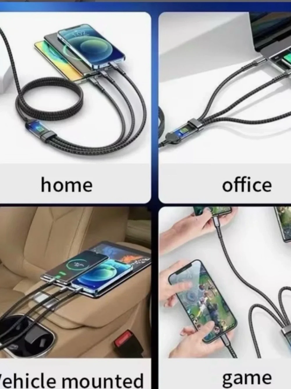 Universal Remote with Multi-Connector Fast Charging Cable — Black
